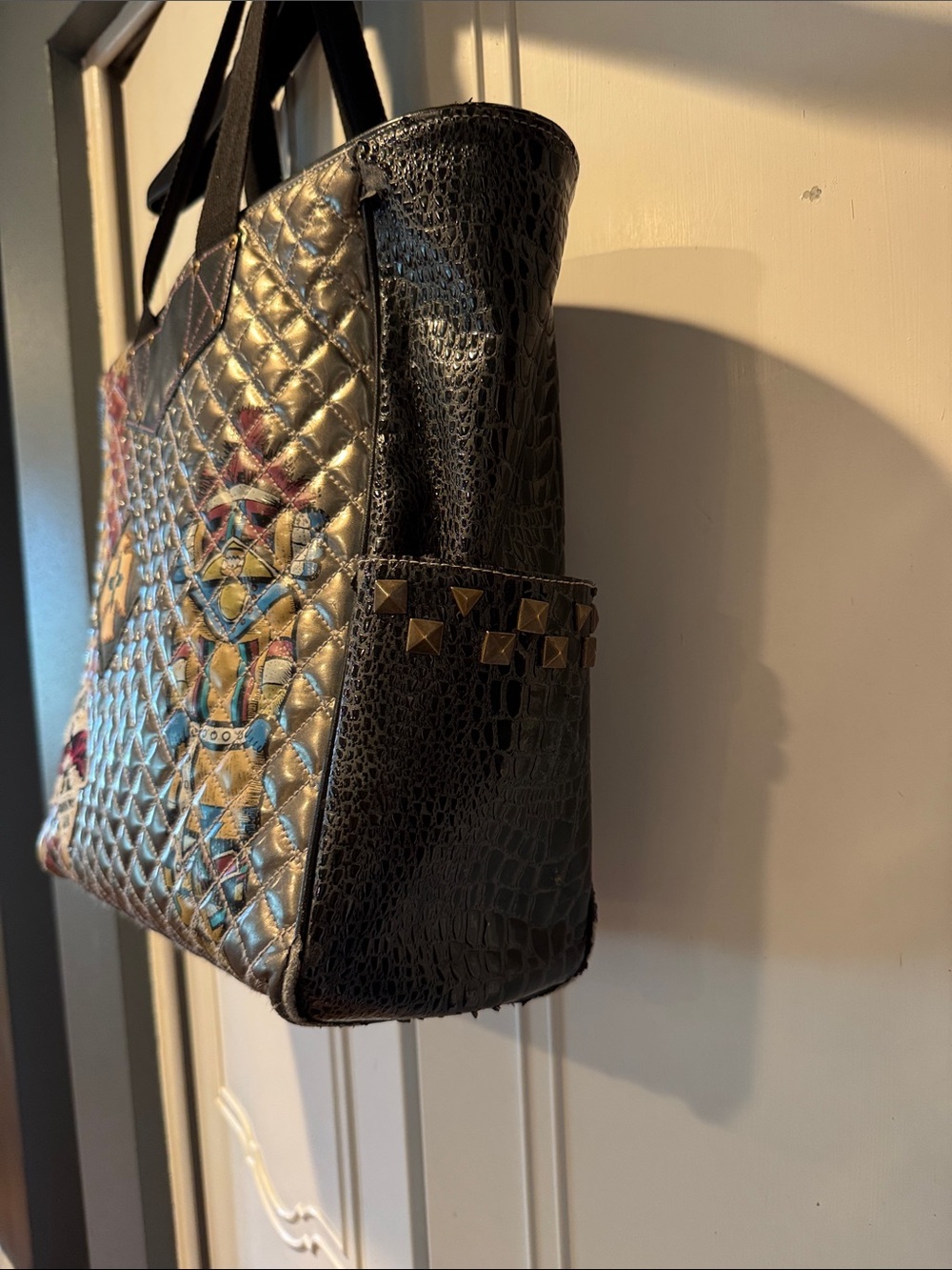 Rare Double D Ranch Metallic Quilted Thunderbird Graphic Tote - Picture 5 of 13